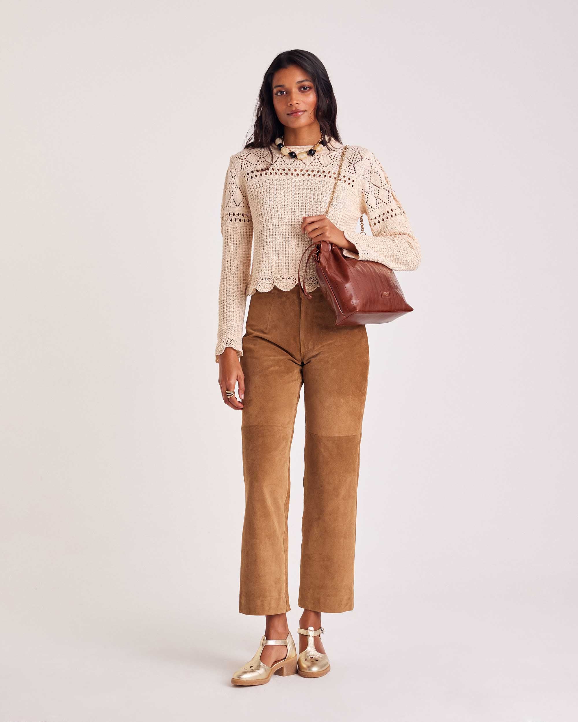 Pantalon Selby croute camel