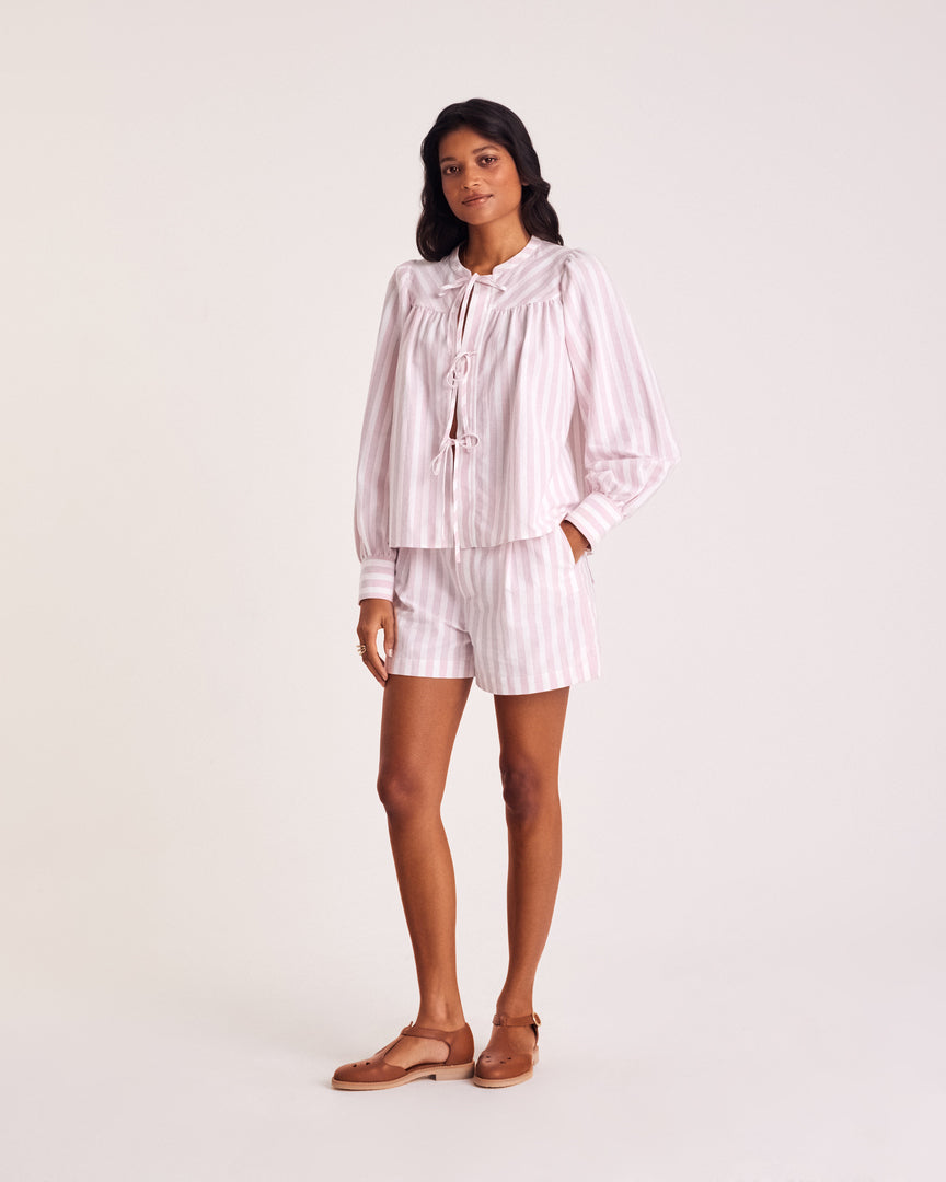 Chemise Josefina rayures rose et blanc