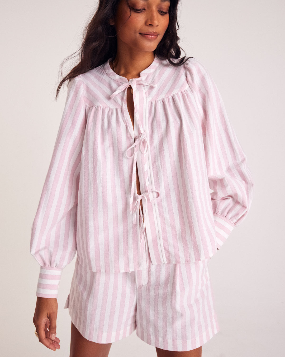 Chemise Josefina rayures rose et blanc