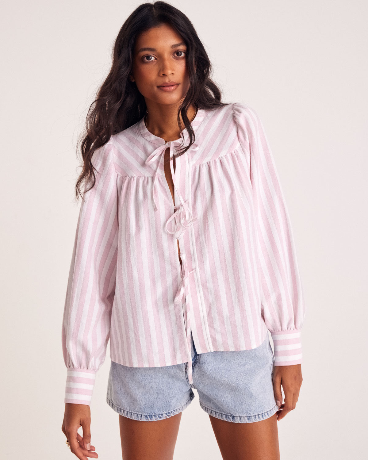 Chemise Josefina rayures rose et blanc