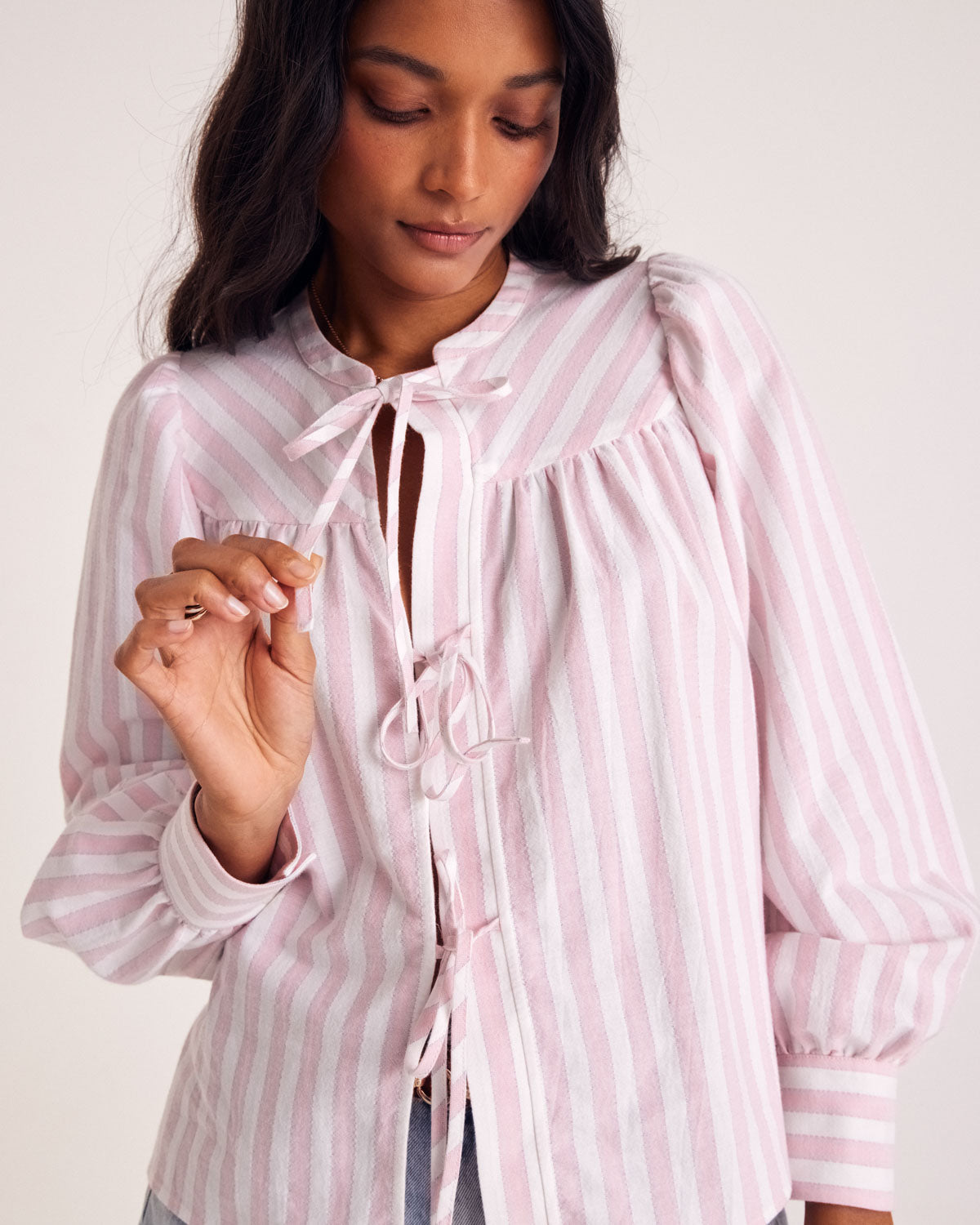 Chemise Josefina rayures rose et blanc