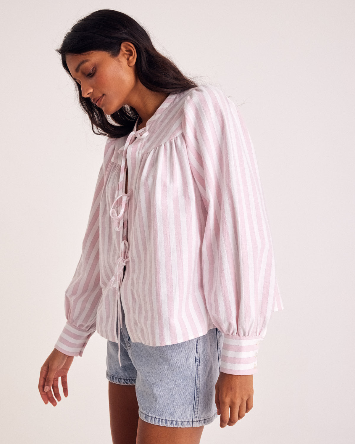 Chemise Josefina rayures rose et blanc