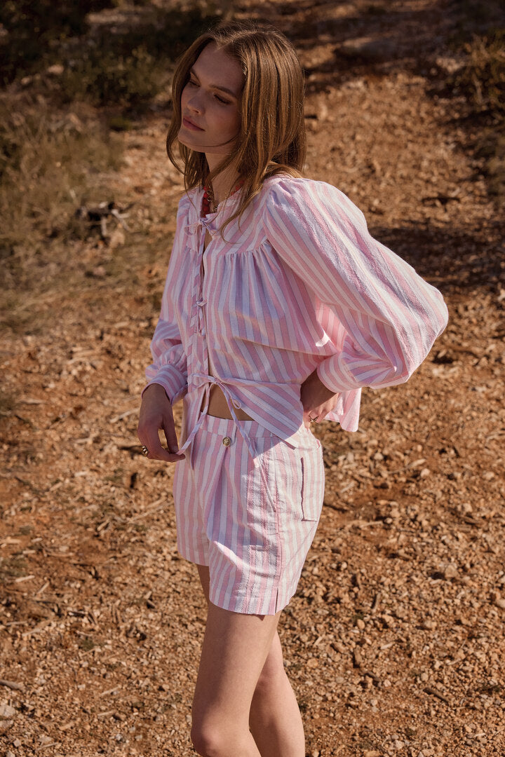 Chemise Josefina rayures rose et blanc