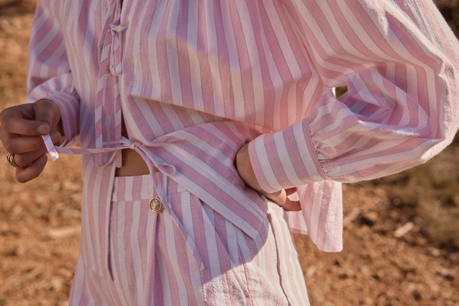 Chemise Josefina rayures rose et blanc
