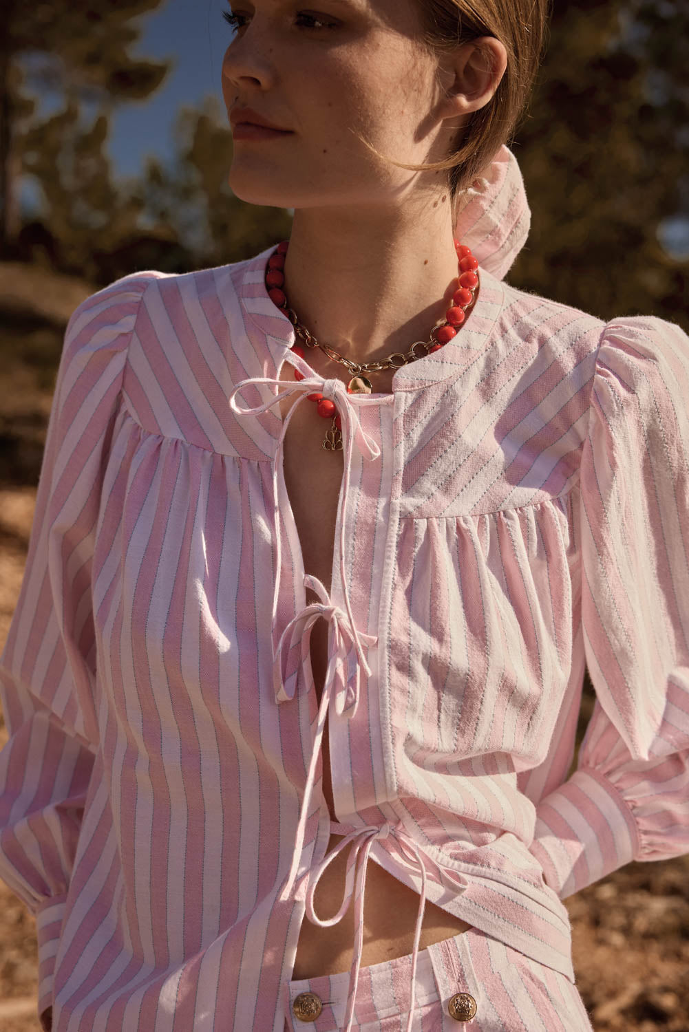 Chemise Josefina rayures rose et blanc
