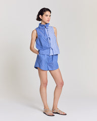 Short Lelio rayures bleu patchwork