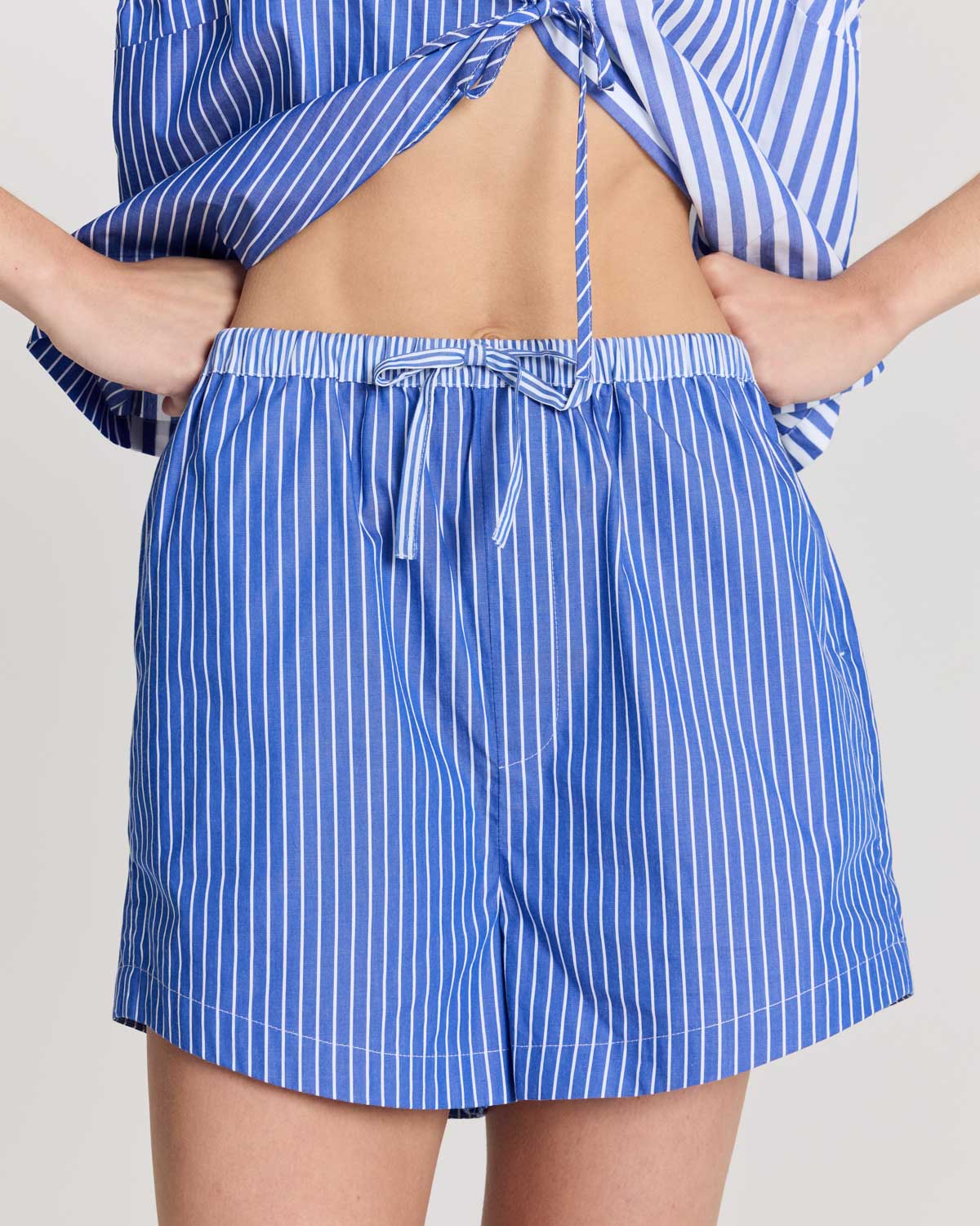 Short Lelio rayures bleu patchwork