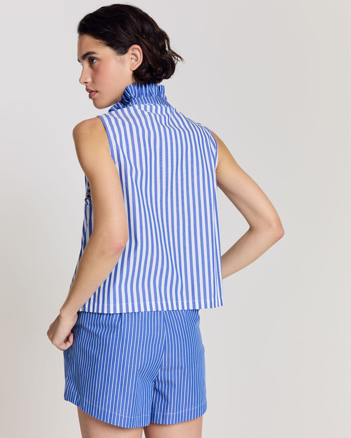 Short Lelio rayures bleu patchwork
