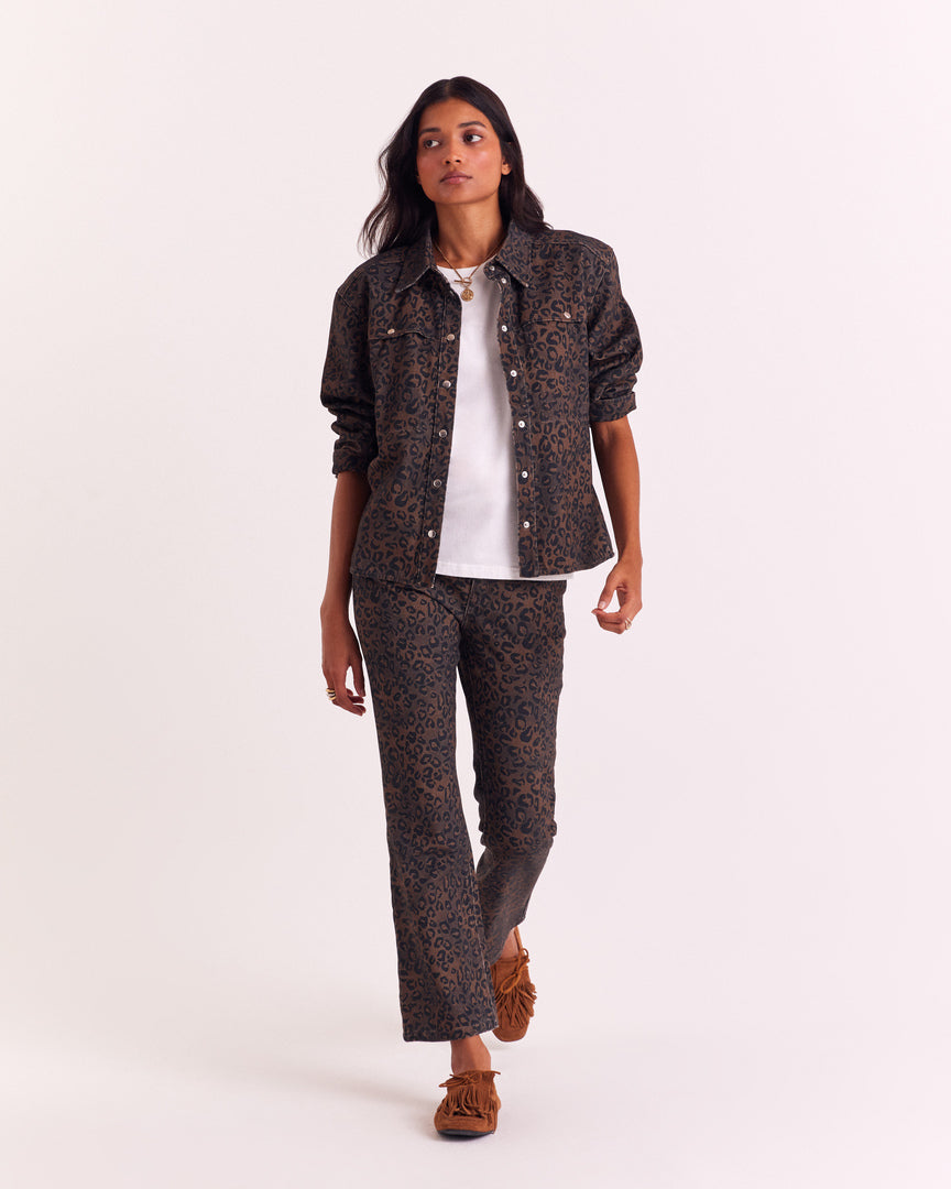 Jean Jules léopard fauve chocolat  (le bootcut)