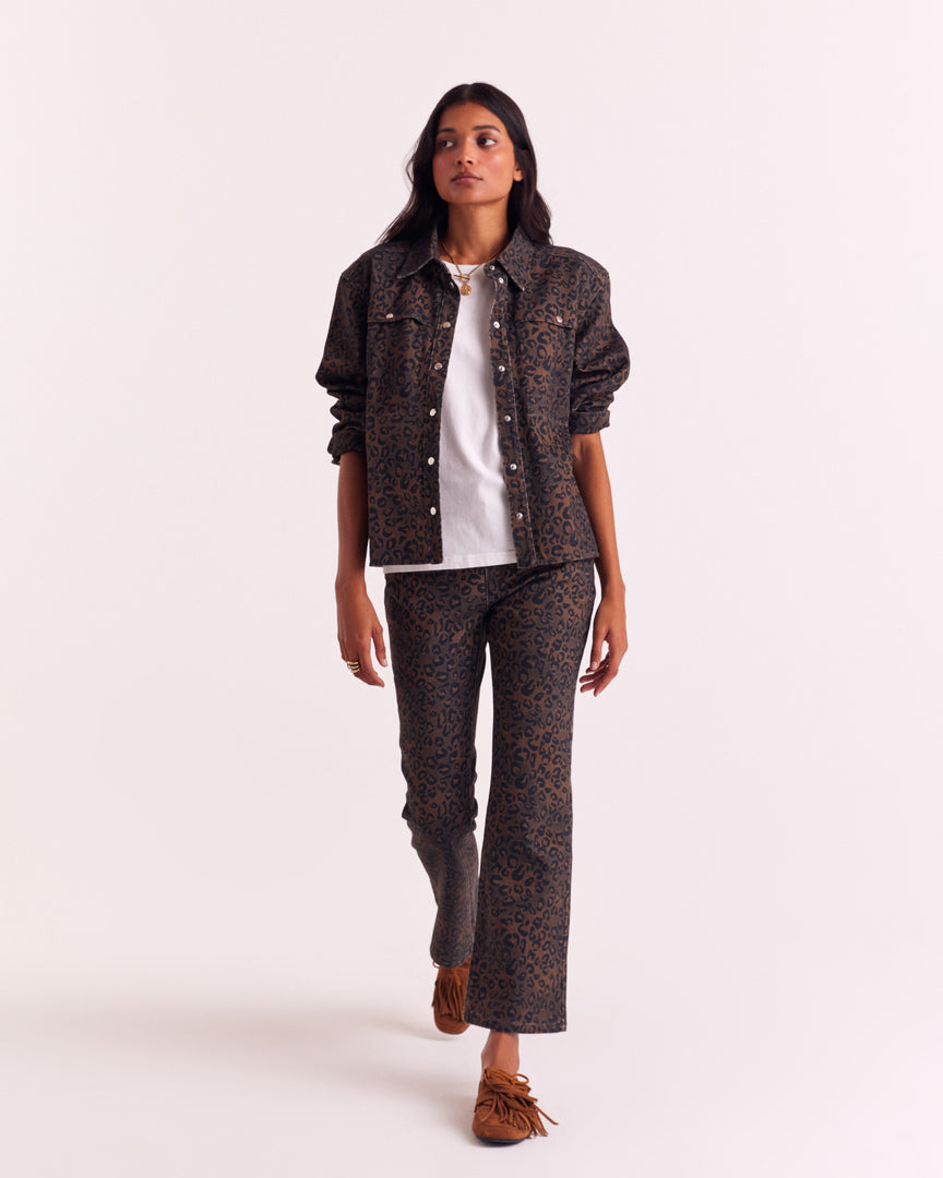 Jean Jules léopard fauve chocolat  (le bootcut)
