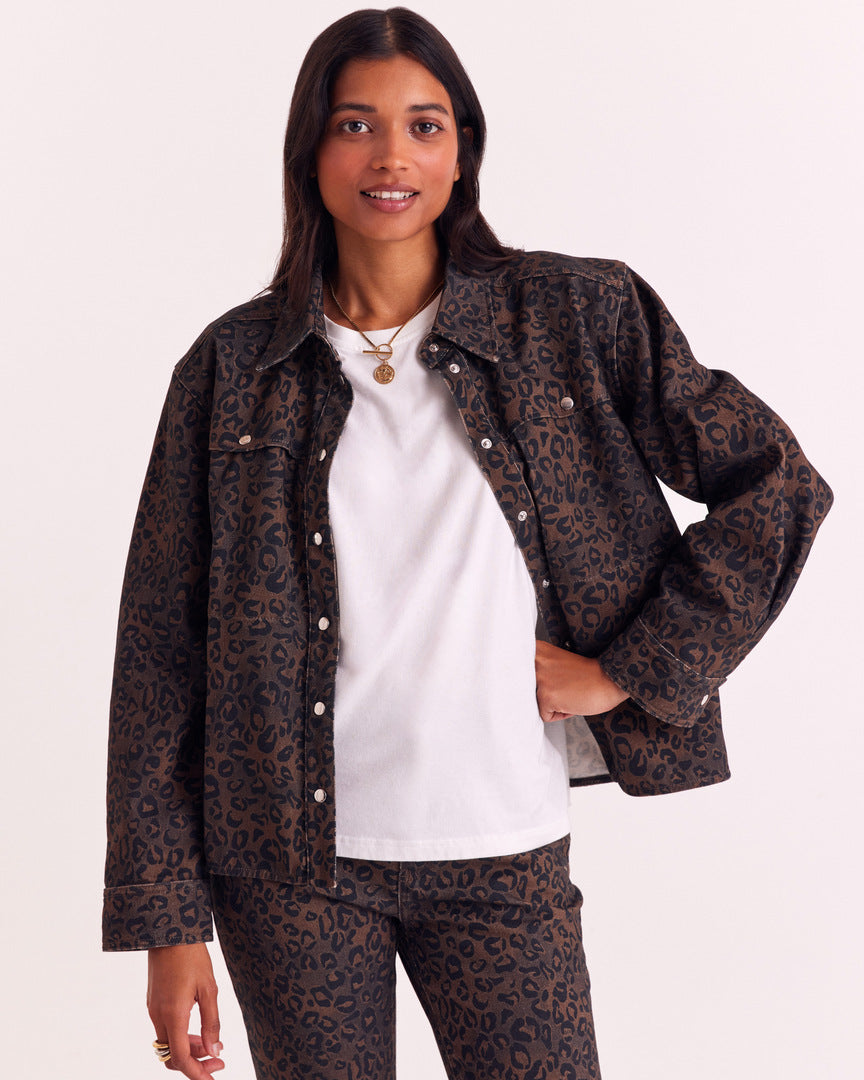 Chemise Perrine léopard fauve chocolat