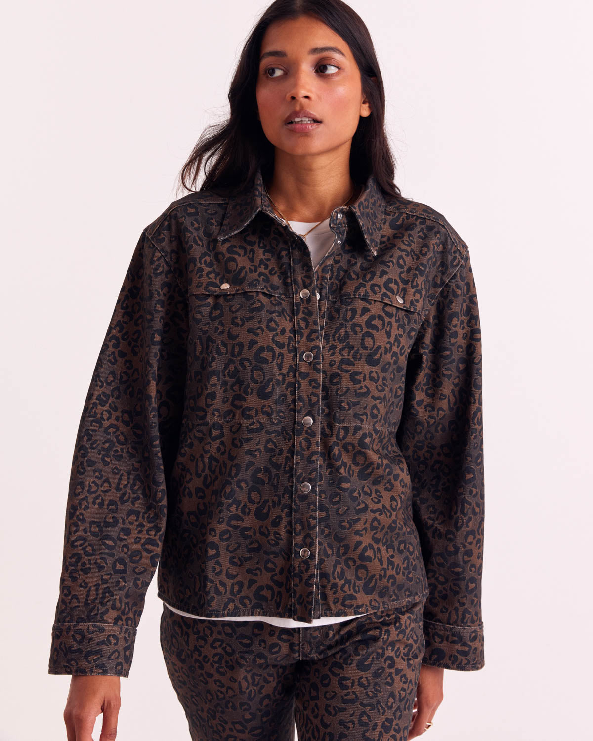 Chemise Perrine léopard fauve chocolat
