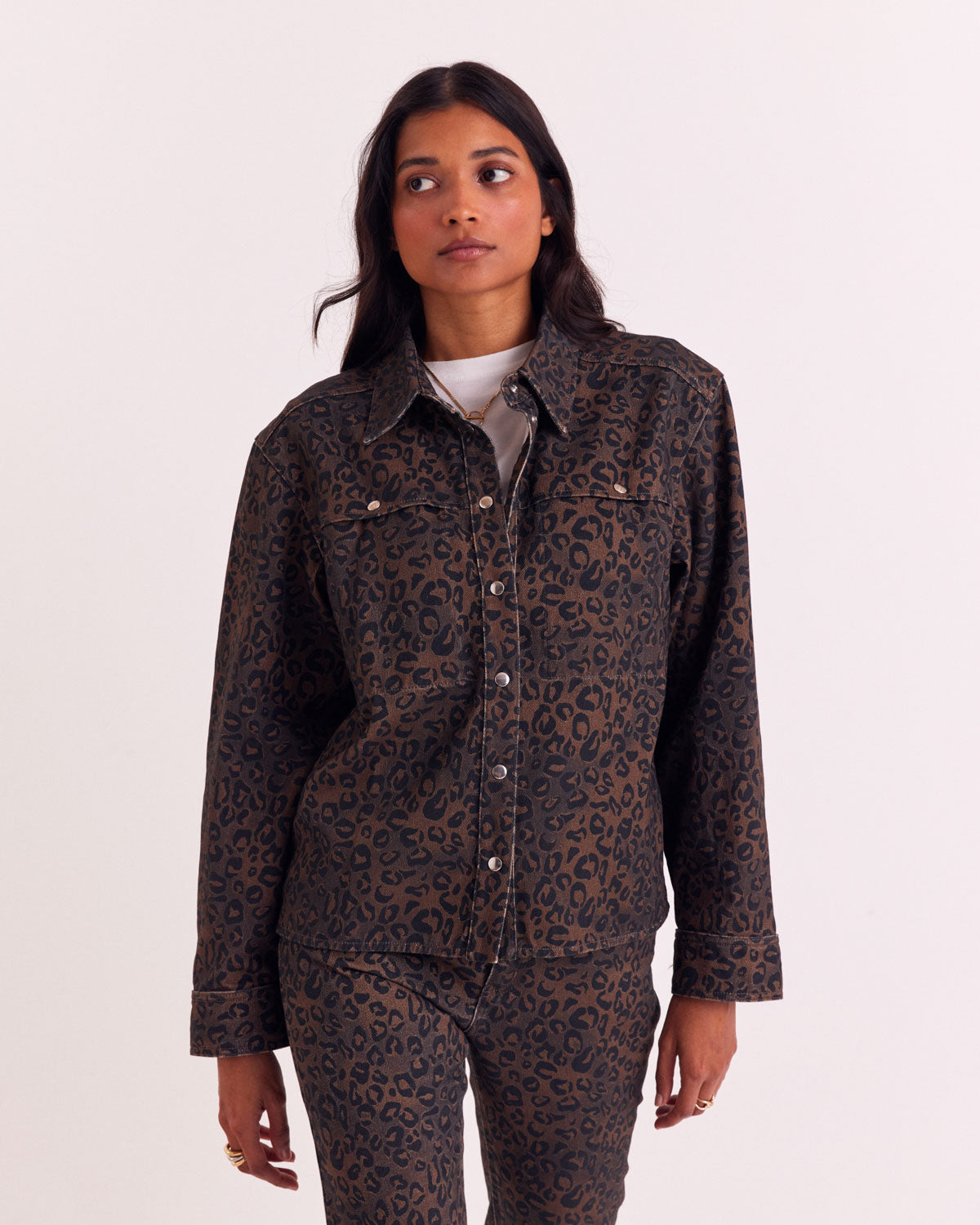 Chemise Perrine léopard fauve chocolat