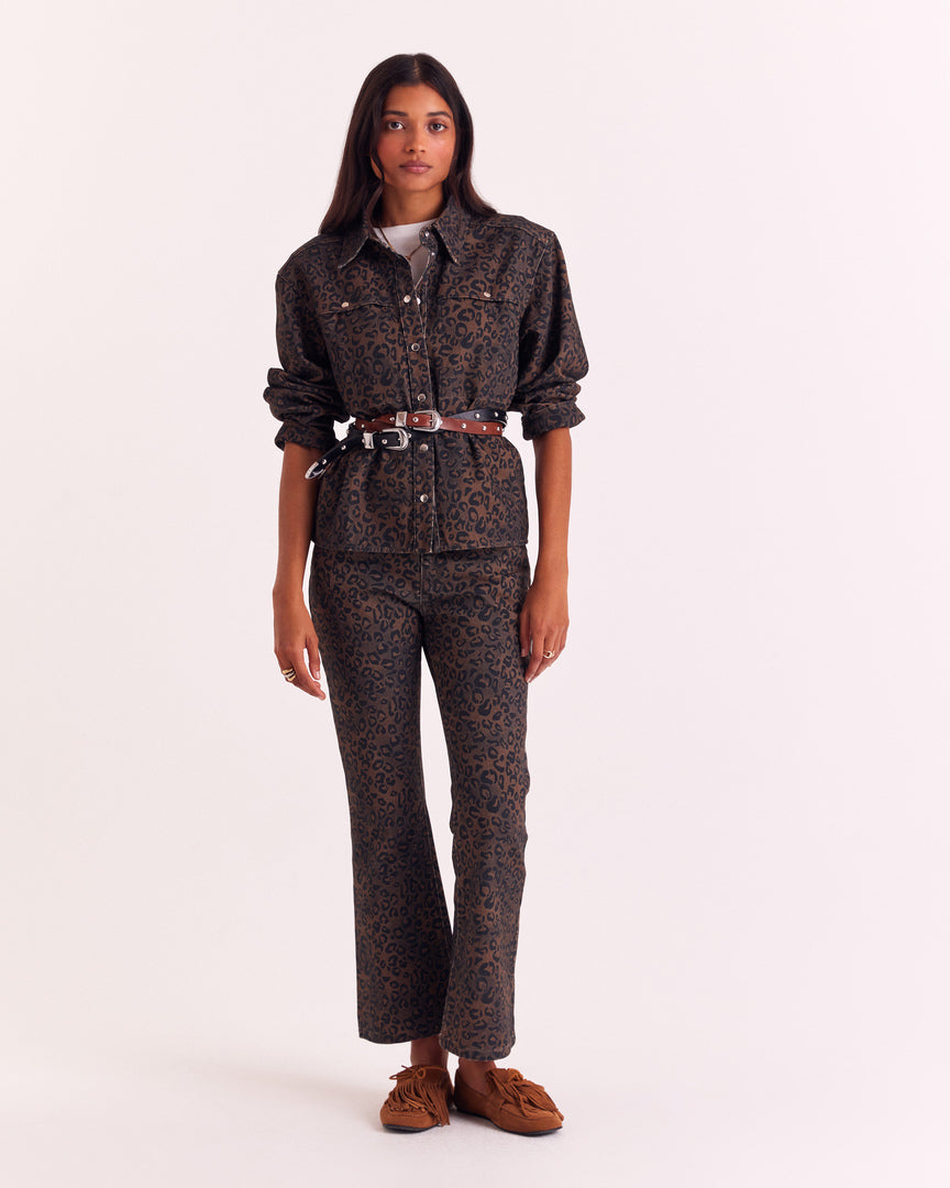 Jean Jules léopard fauve chocolat  (le bootcut)