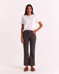 Jean Jules léopard fauve chocolat  (le bootcut)