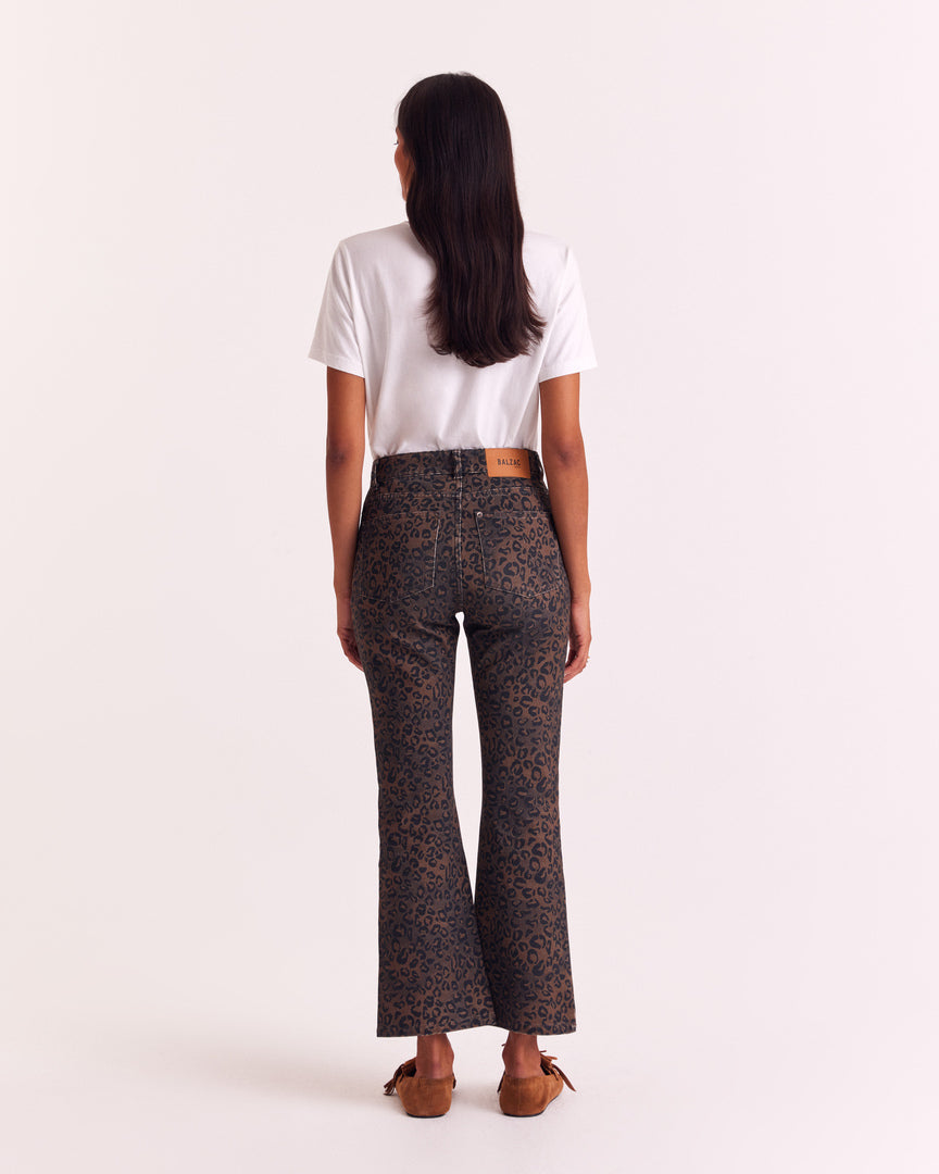 Jean Jules léopard fauve chocolat  (le bootcut)