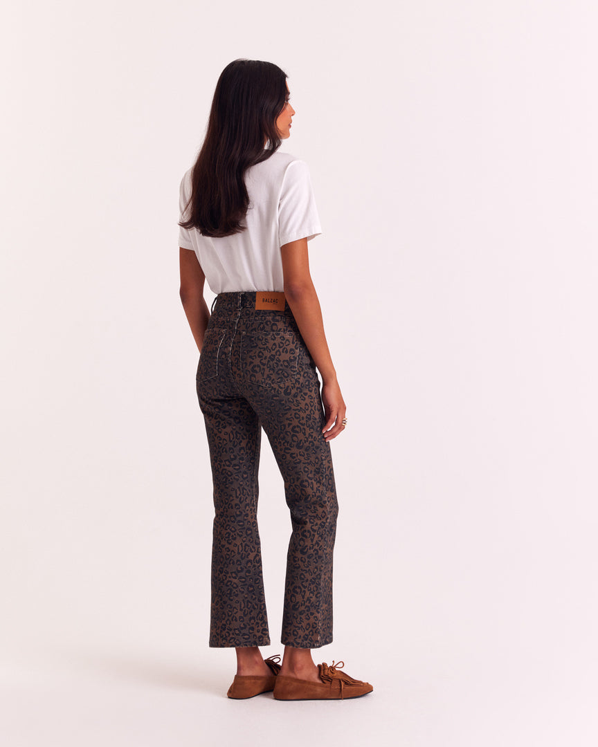 Jean Jules léopard fauve chocolat  (le bootcut)