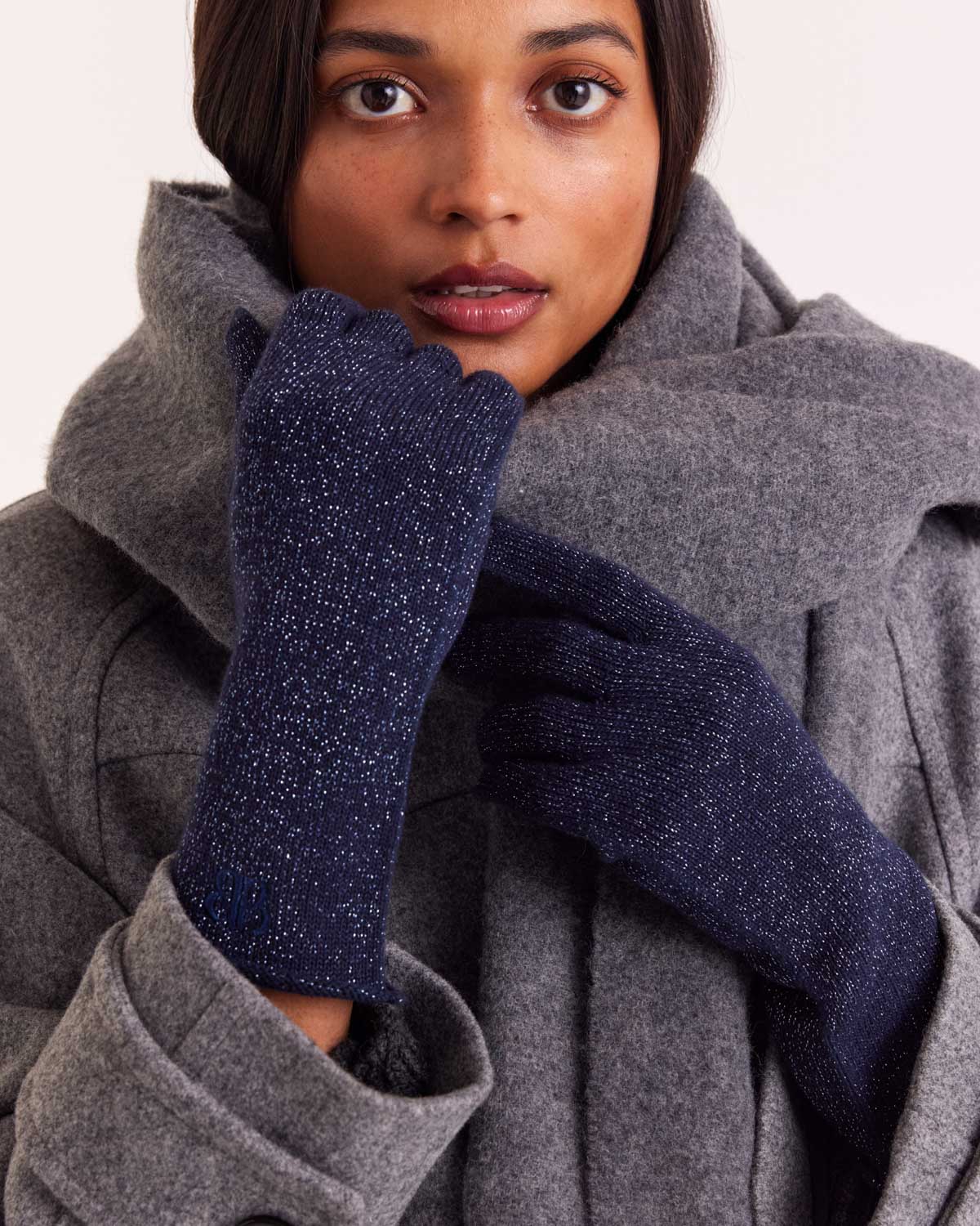 Gants Daisy lurex marine