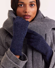 Gants Daisy lurex marine