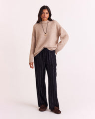 Pantalon Liseanne rayures marine et argent