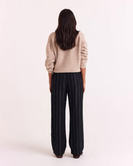 Pantalon Liseanne rayures marine et argent