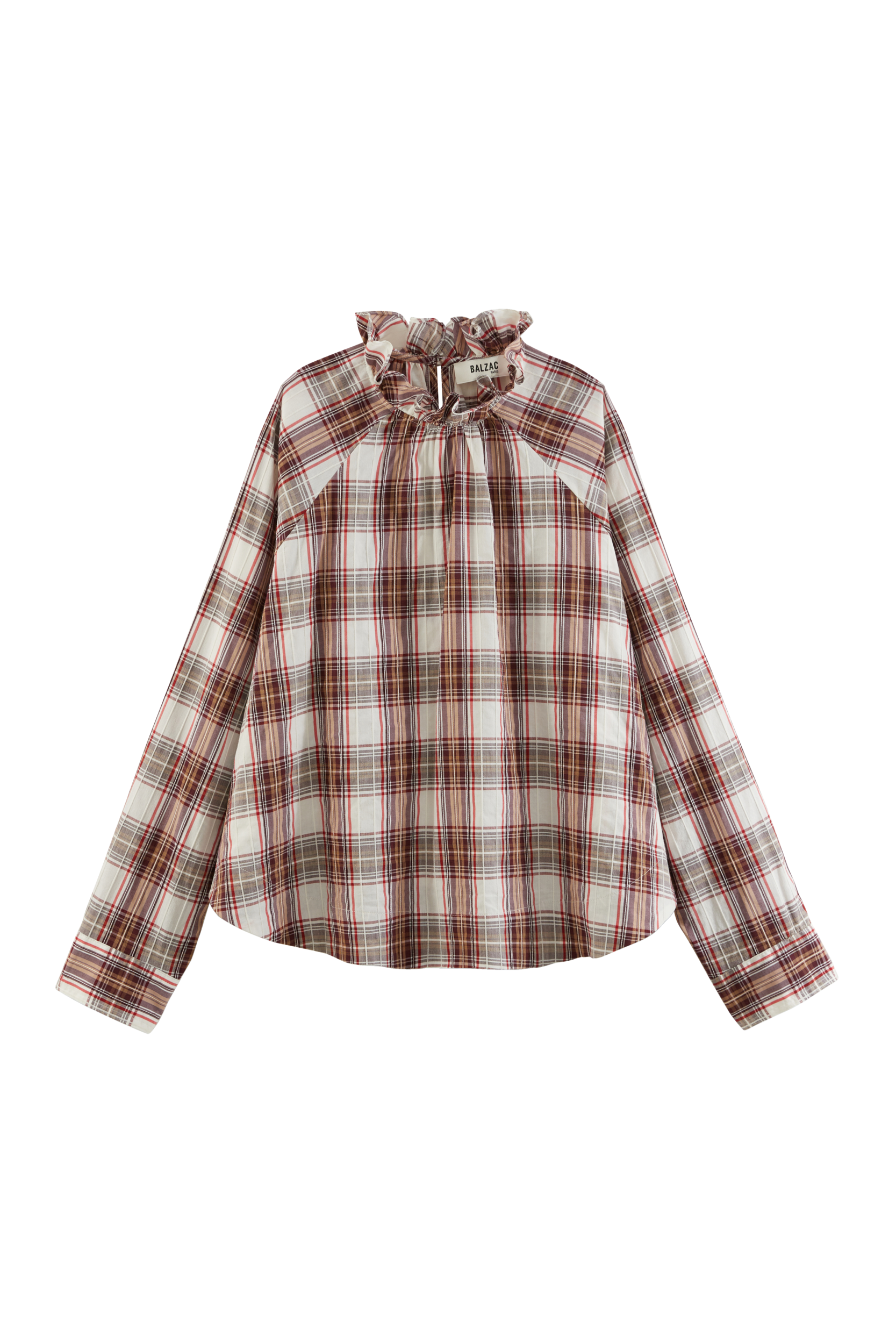 Blouse Zoelie tartan rouge et beige