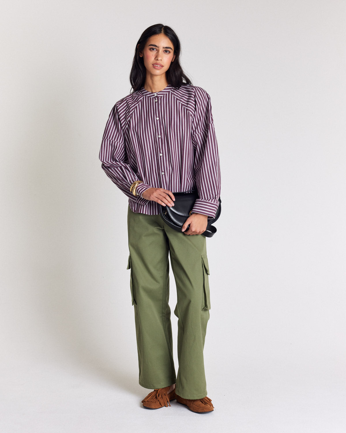 Chemise Josephine rayures prune