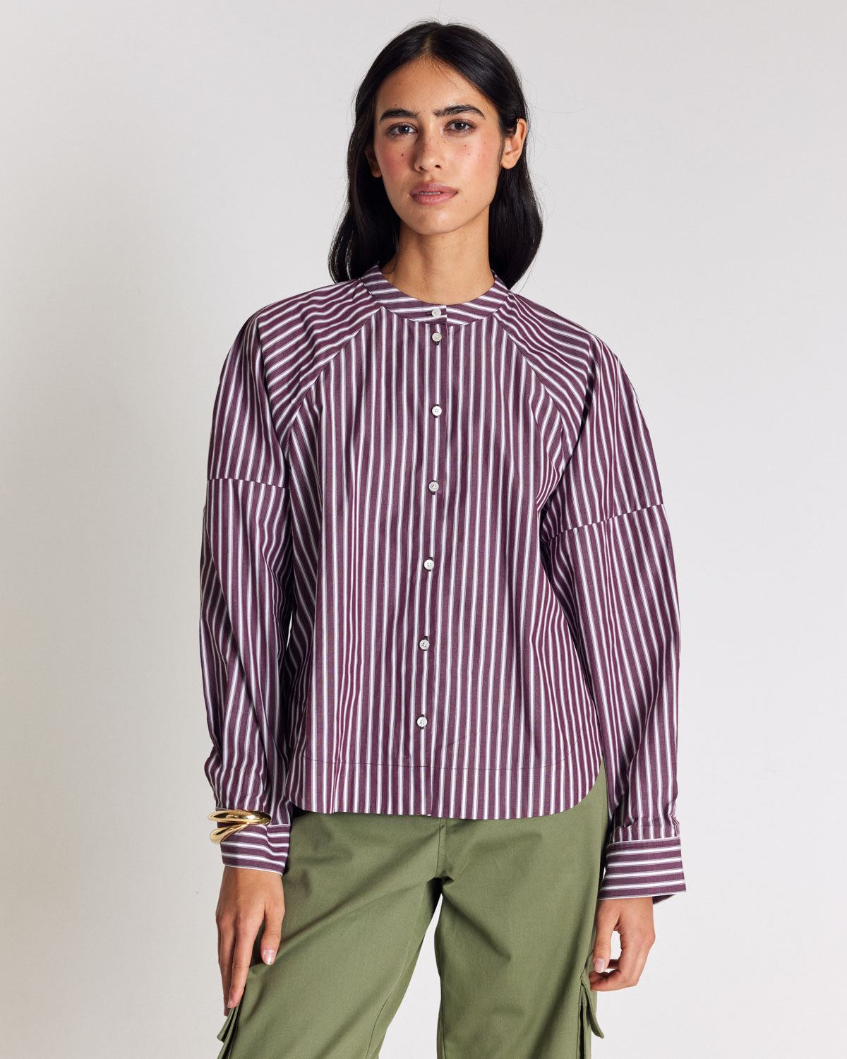 Chemise Josephine rayures prune