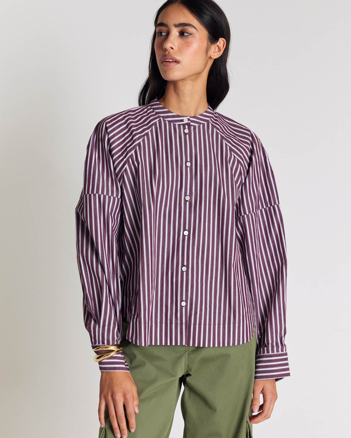 Chemise Josephine rayures prune