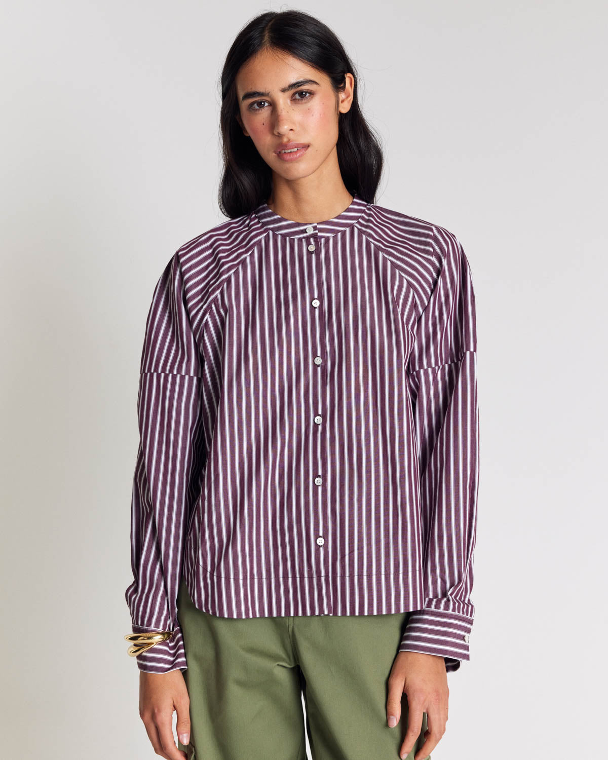 Chemise Josephine rayures prune