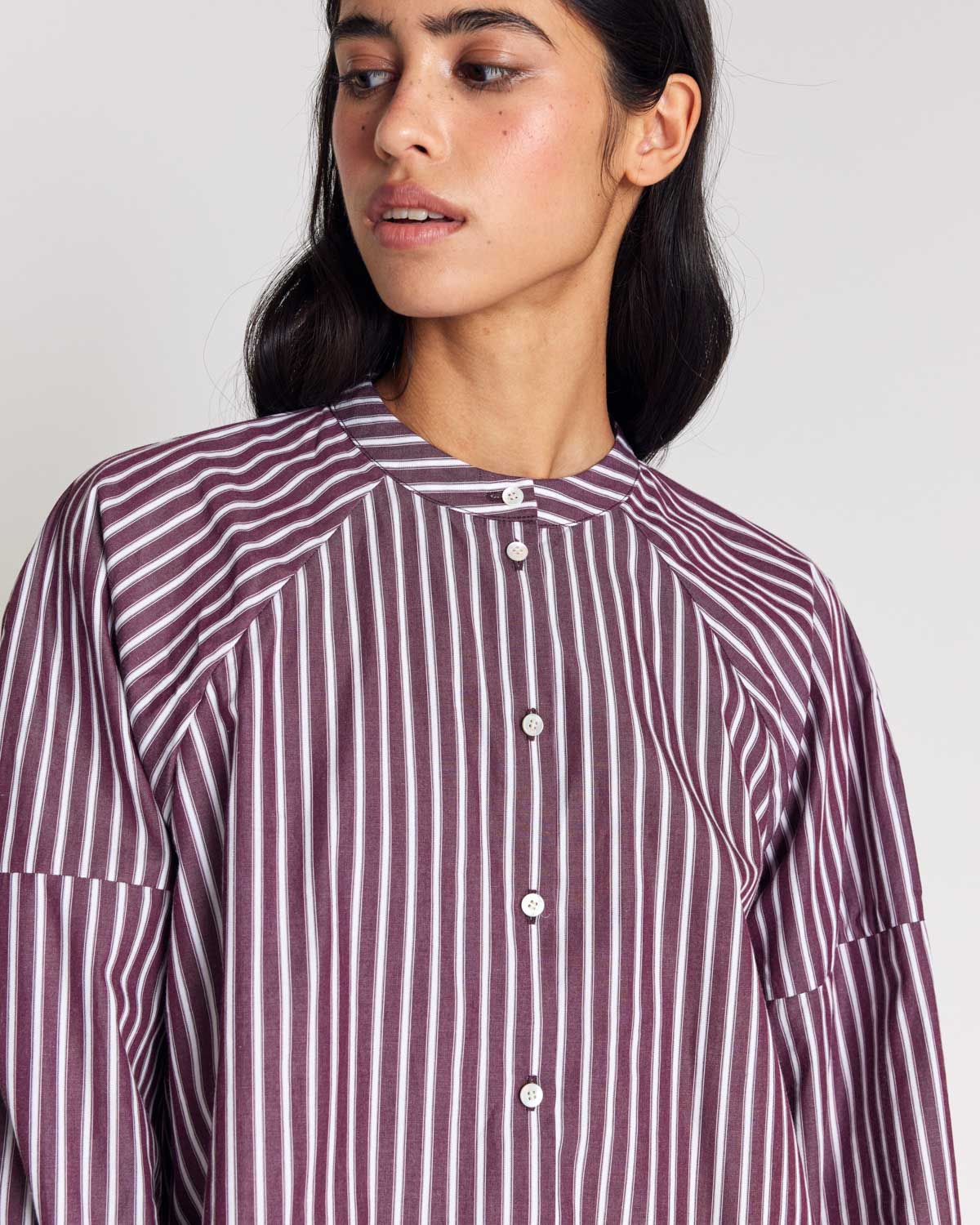 Chemise Josephine rayures prune