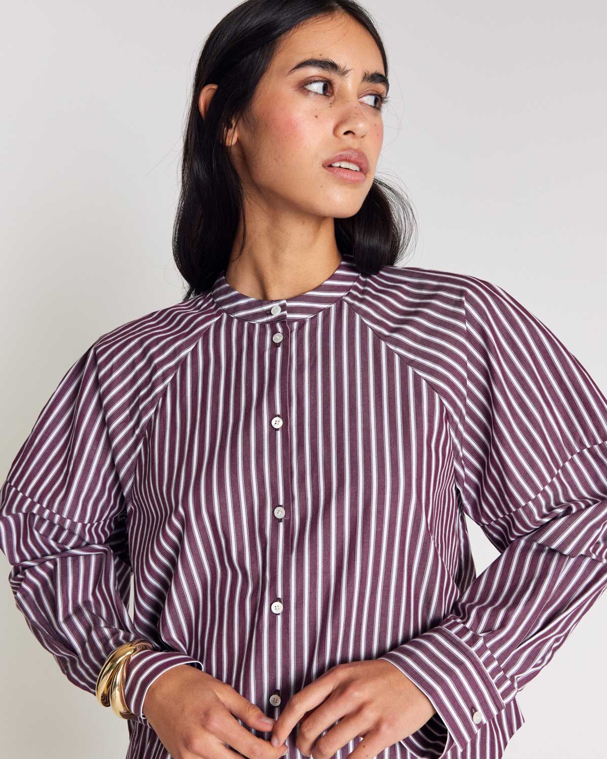 Chemise Josephine rayures prune