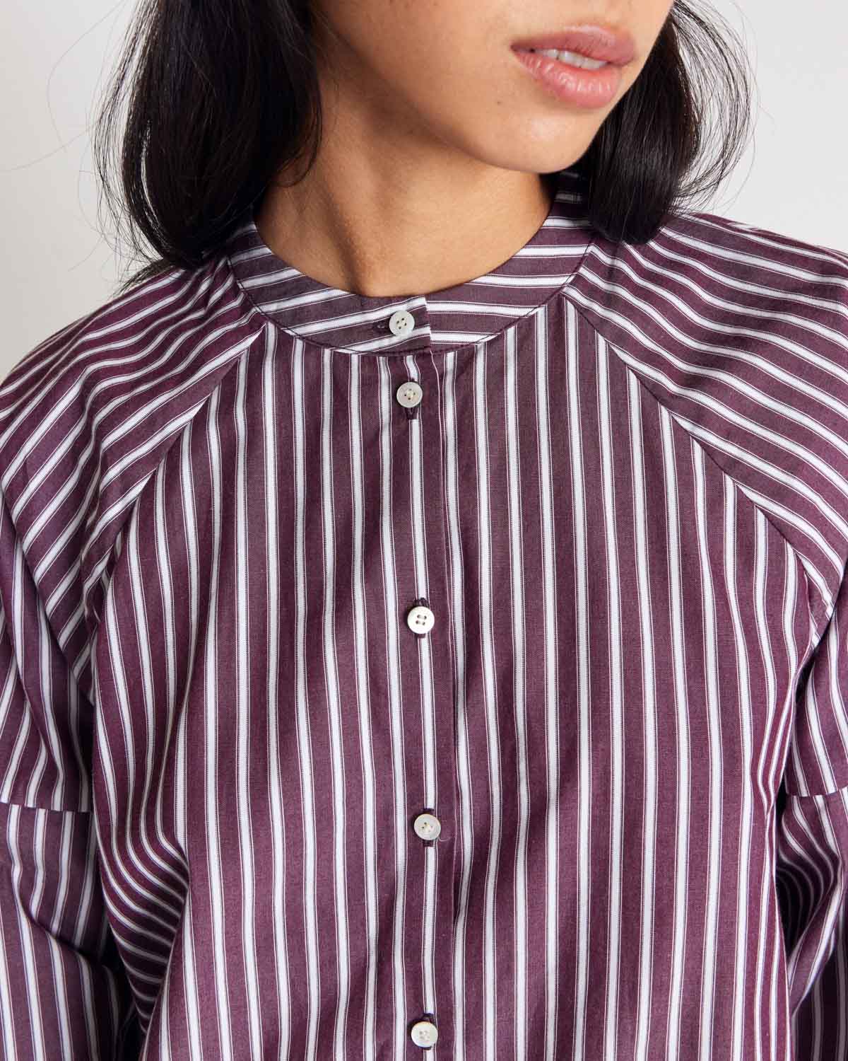 Chemise Josephine rayures prune