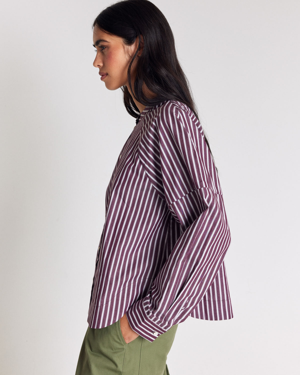 Chemise Josephine rayures prune