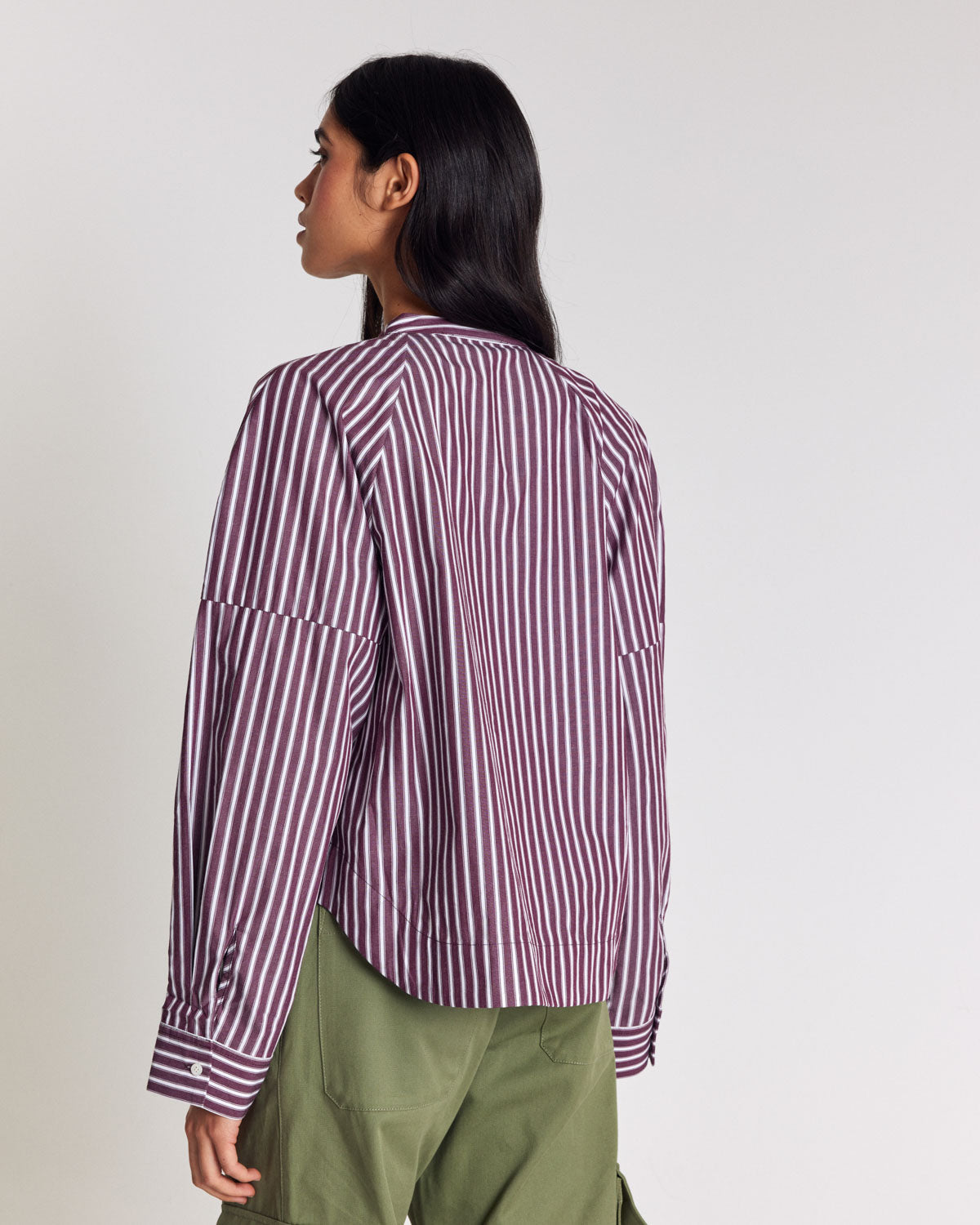 Chemise Josephine rayures prune