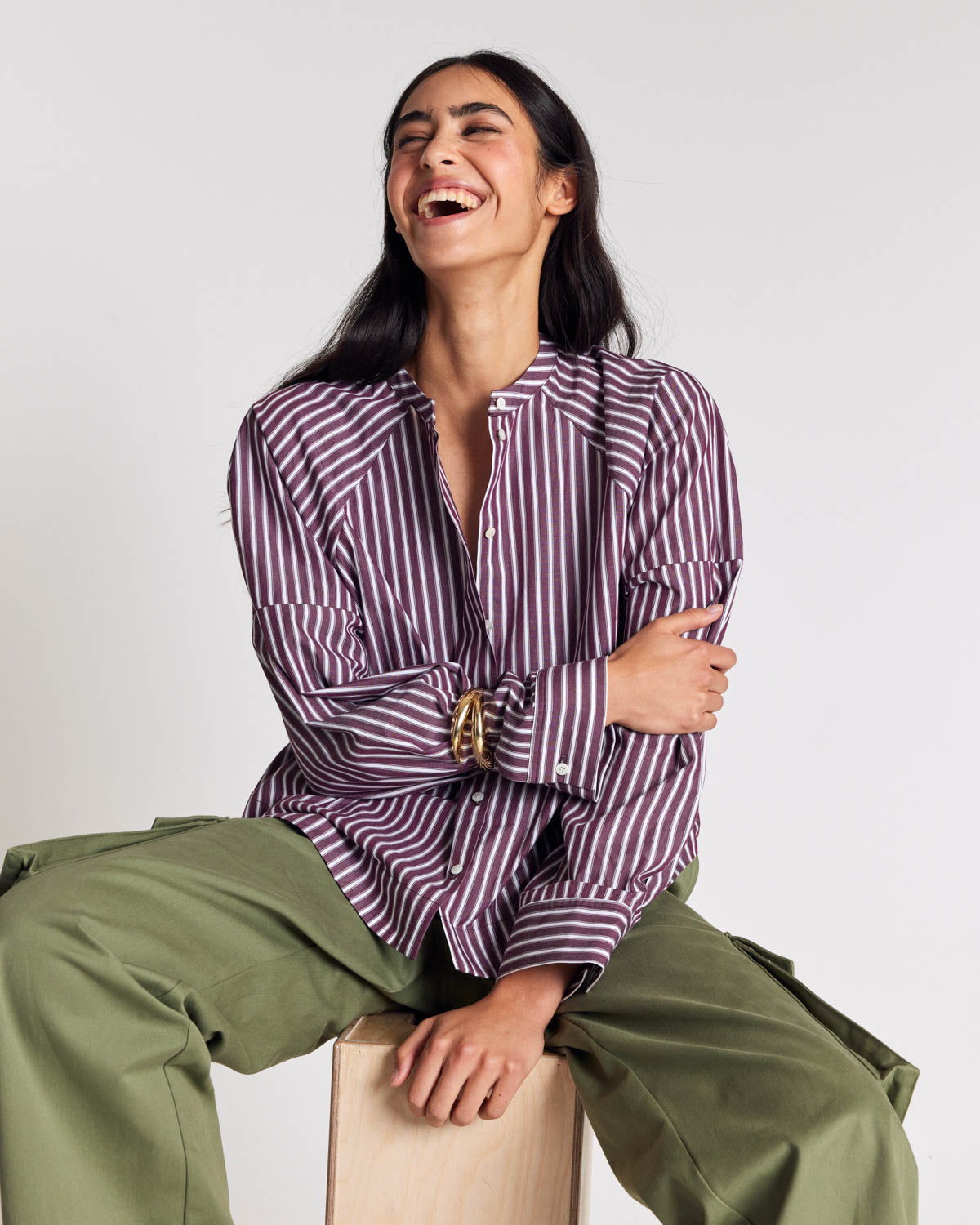 Chemise Josephine rayures prune