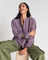 Chemise Josephine rayures prune