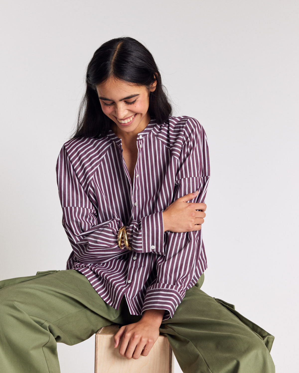 Chemise Josephine rayures prune