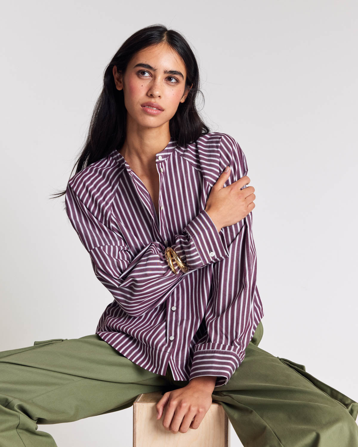 Chemise Josephine rayures prune