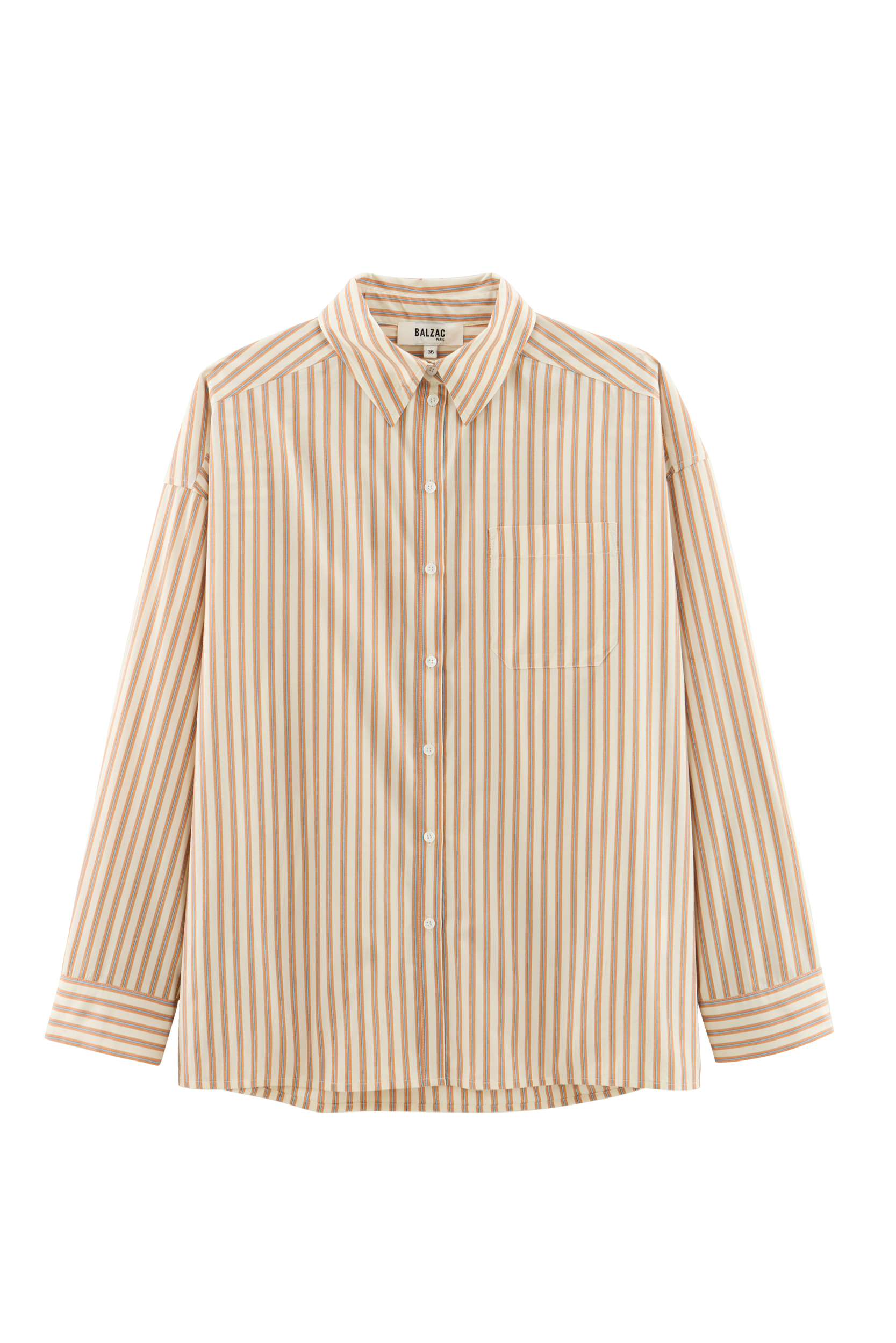 Chemise Hector rayures orange, bleu et écru