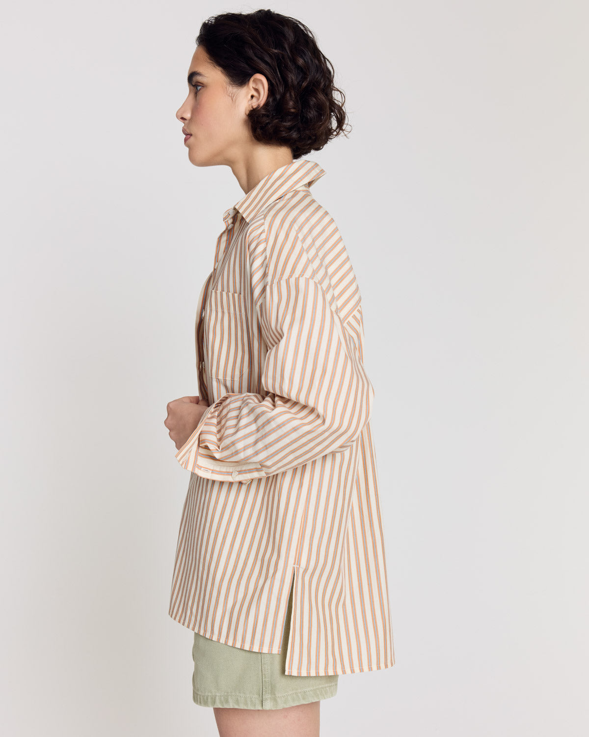 Chemise Hector rayures orange, bleu et écru