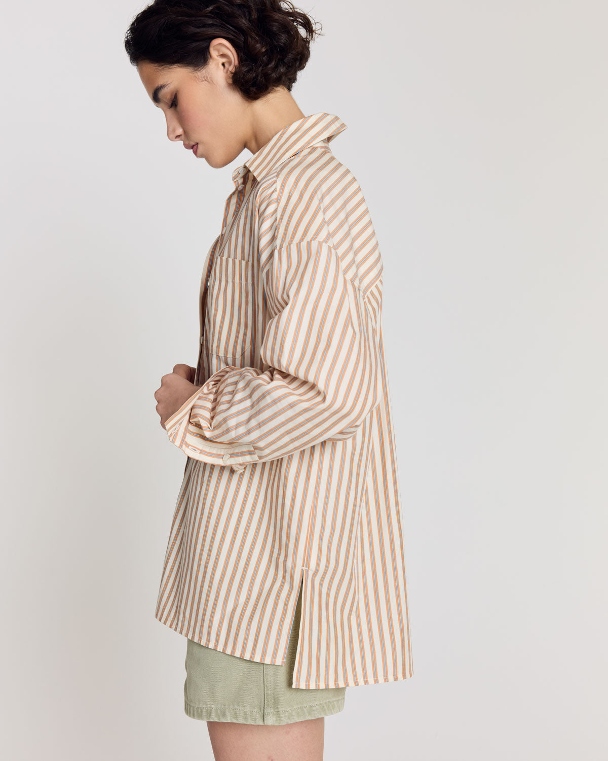 Chemise Hector rayures orange, bleu et écru