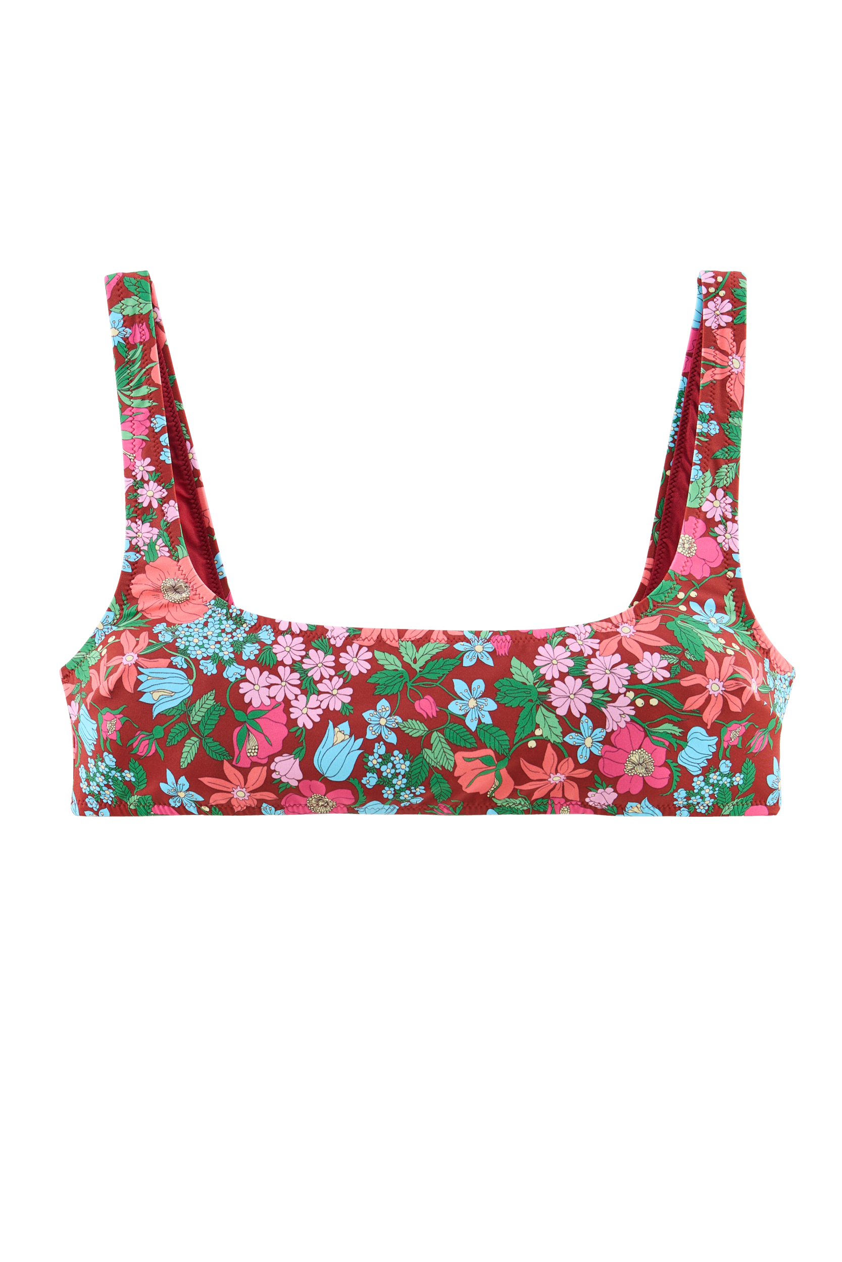 Haut de maillot de bain Nova imprimé Liberty rose et bordeaux