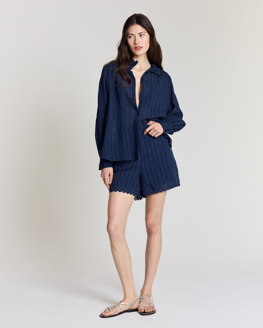 Short Cirilo marine texturé