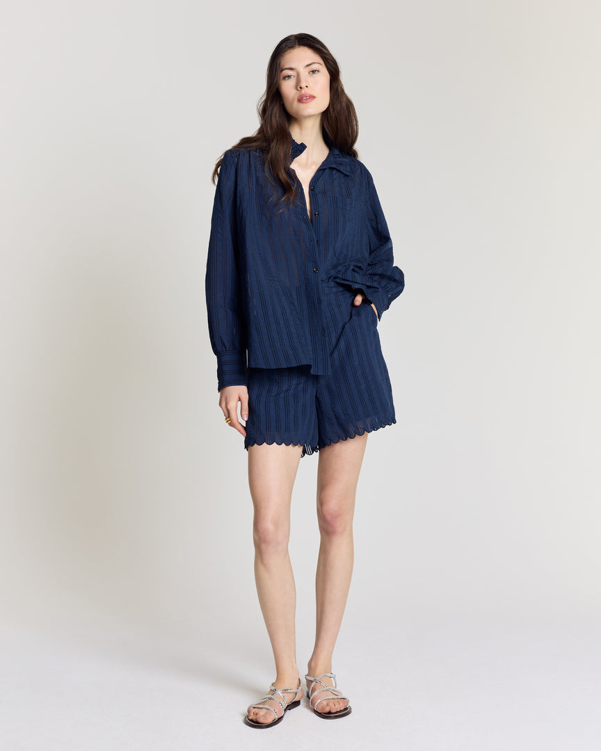 Short Cirilo marine texturé