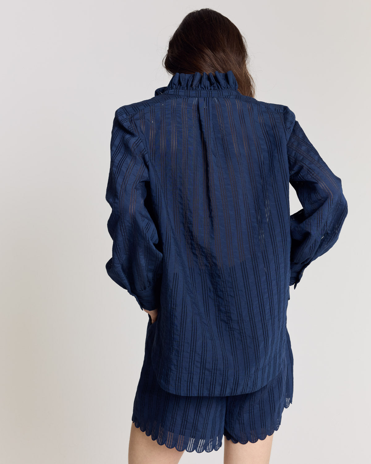 Chemise Leonor marine texturé