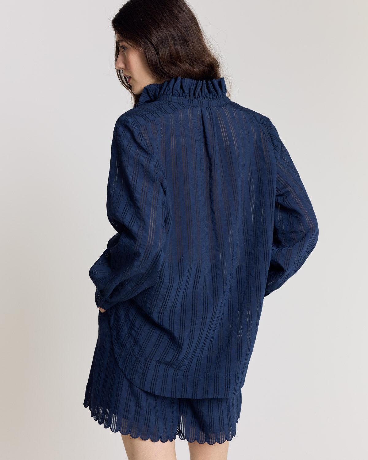 Chemise Leonor marine texturé
