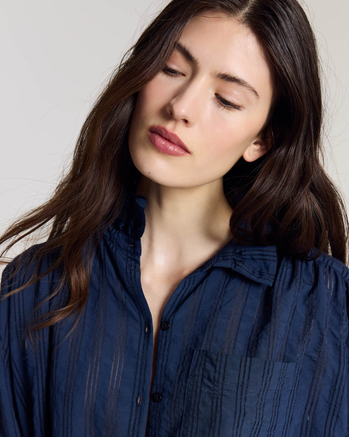 Chemise Leonor marine texturé