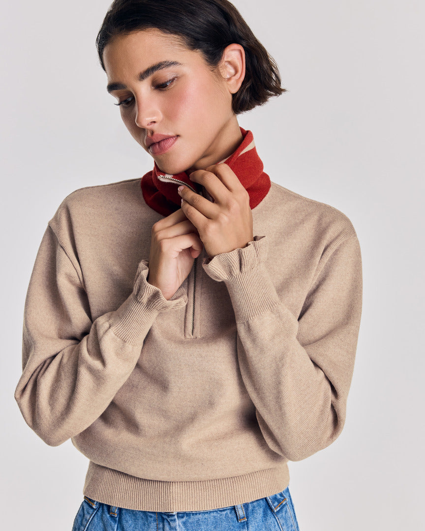 Pull Lila beige et rouille