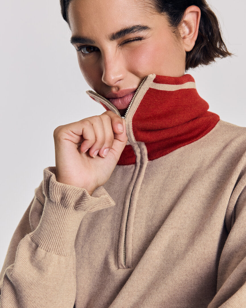 Pull Lila beige et rouille